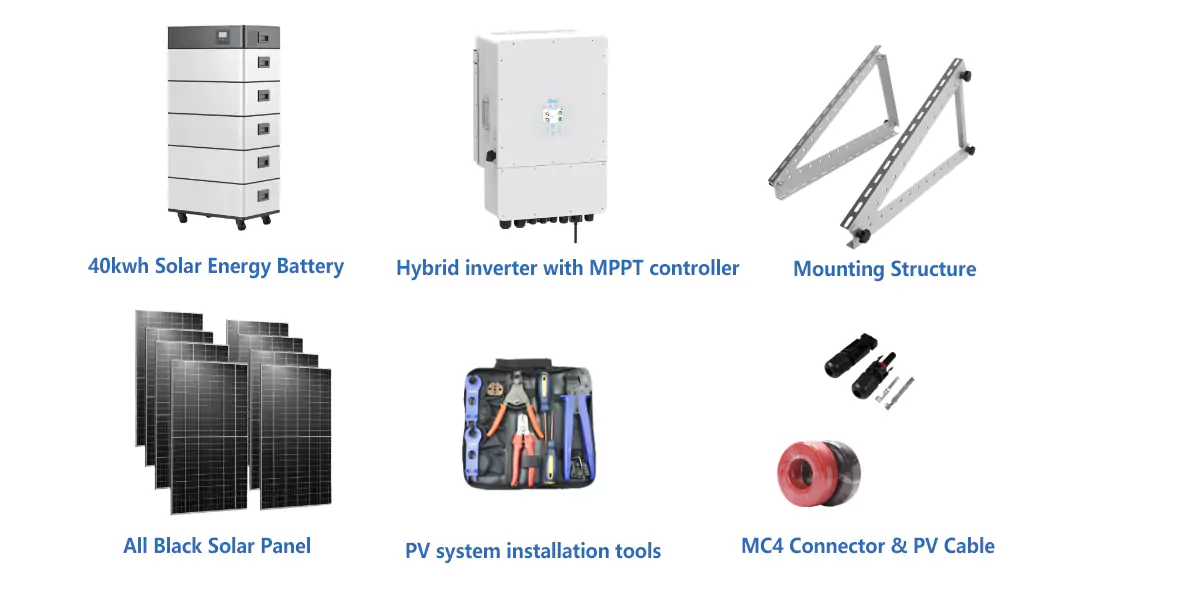 20kW off-grid solar power generation system (EU version) product composition